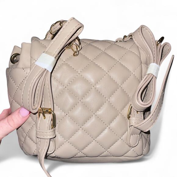 Badgley Mischka Mini Backpack Quilted Blush Gold Tone New With Tags - Picture 3 of 7